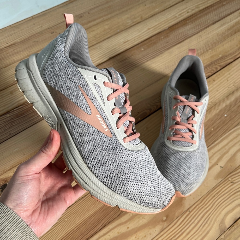 Brooks Anthem 3 Women's Running Shoes Grey Pink Sz 8.5‎ athletic sneaker comfort